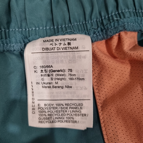 NIKE Running Gym Shorts, Size Medium, Teal & Orange with Navy Trim - Picture 8 of 10